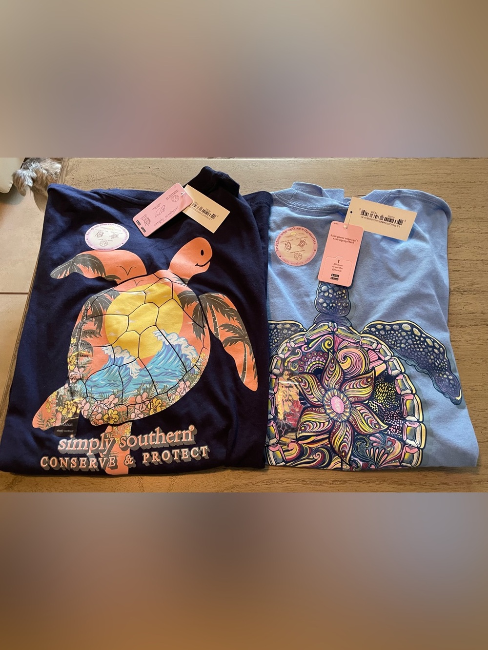 Simply Southern ladies X-Large Navy & Light Blue Sea Turtle Graphic Tees new